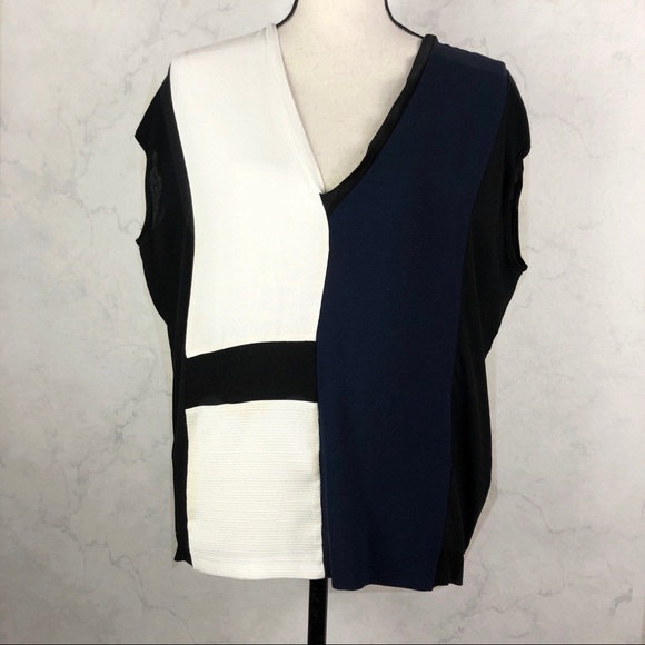 [Zara] Color Block Open Back Top - Picture 1 of 3